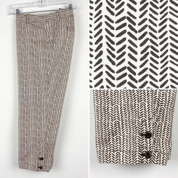 LOFT Pants - Cropped Capris Herringbone Print Ann Taylor Loft 8